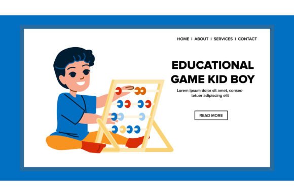 Bringing Learning to Life with Educational Game Kid Boy Vector Illustrations