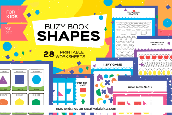 SHAPES BUSY BOOK: 28 Worksheets for Early Geometry and Handwriting