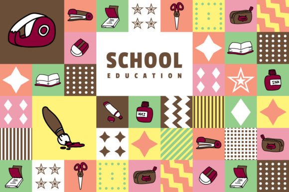 Simple Flat Design School Education Assets