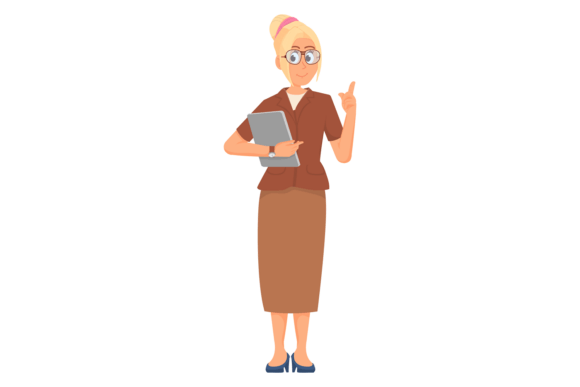 Teacher Cartoon Character: Woman in Glasses – A Visual Asset for Modern Education