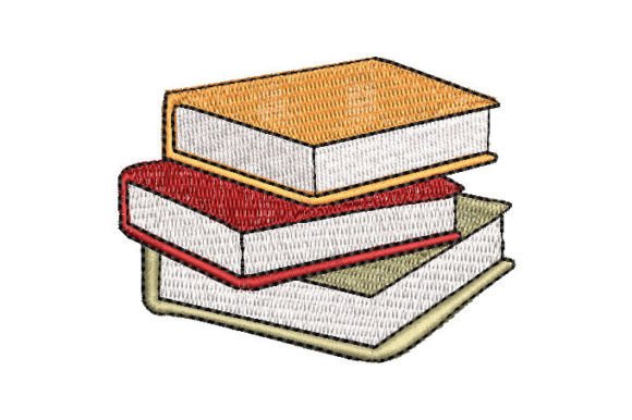 Three School Books: A Whimsical Embroidery Design